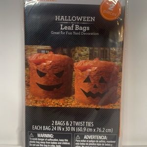 Way To Celebrate Halloween Pumpkin Themed Leaf Bags 24" x 30" Yard Decor Fall
